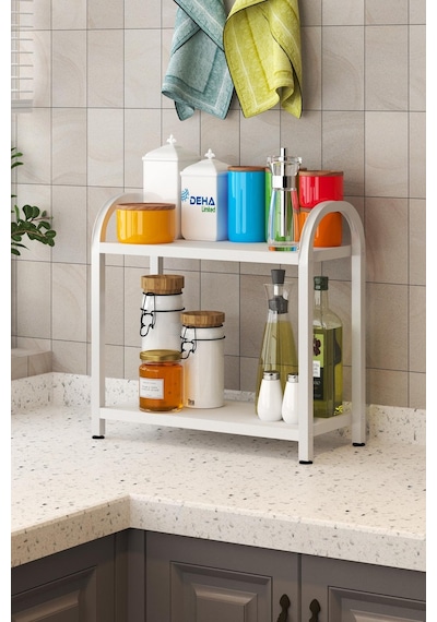 Banyo-mutfak Toparlayıcı Düzenleyici Organizer 2 Katlı Geniş Metal Beyaz Bambu Tezgah Üstü Raf Beyaz Banyo-mutfak Toparlayıcı Düzenleyici Organizer 2 Katlı Geniş Metal Beyaz Bambu Tezgah Üstü Raf Beyaz