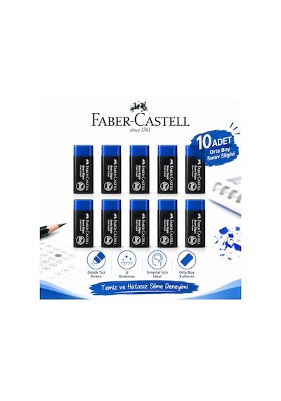 Orta Boy Sınav Silgisi 10 Adet Yumuşak Silgi Faber-castell