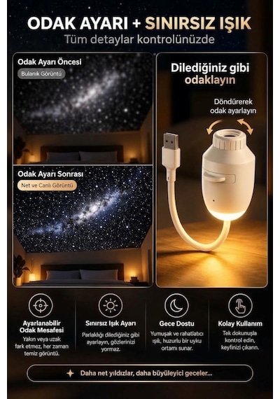 Yıldız Galaksi Projektörü 12 Si 1 Arada Tavan Yansıtmalı Gece Lambası & Oda Aydınlatma 12 Uzay S