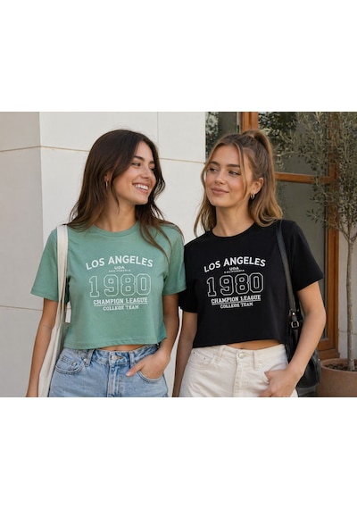 Kadın Mint Yeşili Crop Tişört Baskılı Yazlık Basic Kısa Kollu Siyah Kadın Mint Yeşili Crop Tişört Baskılı Yazlık Basic Kısa Kollu Siyah