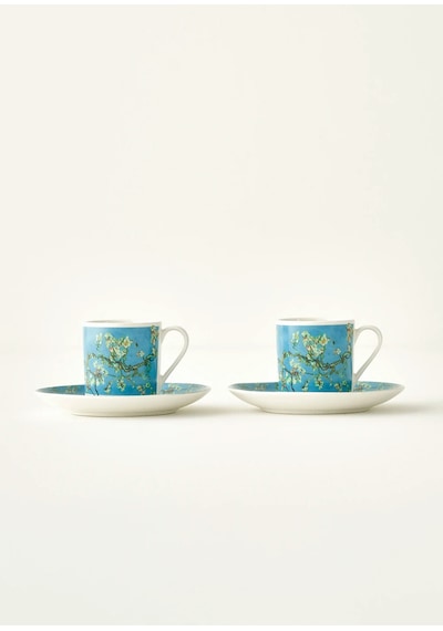 Bella Maison Van Gogh Almond Blossom 2'li Kahve Fincanı Seti Turkuaz 90 Cc Turkuaz