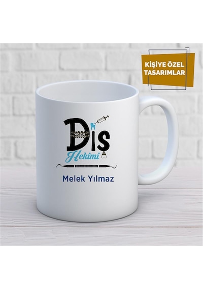 Kişiye Özel İsim Yazılabilir Diş Hekimi Kupa Bardak Çok Renkli