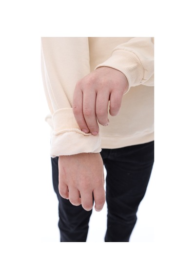 Zuzunga Basic Bisiklet Yaka Şardonlu Çocuk Sweatshirt 3-10 Yaş Krem
