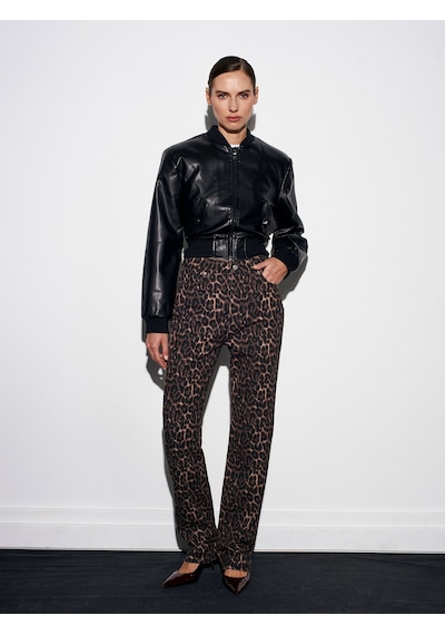 Dilvin 72083 %100 Pamuk Leopar Straight Jean-kahve Kahve
