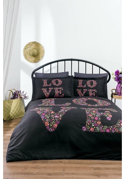 Özdilek Bouquet Love Siyah Tek Kişilik Nevresim Takımı