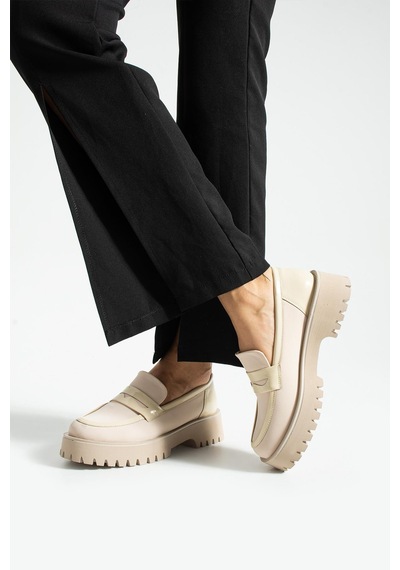 Kadın Yüksek Taban Günlük Loafer Vela - Bej Bej