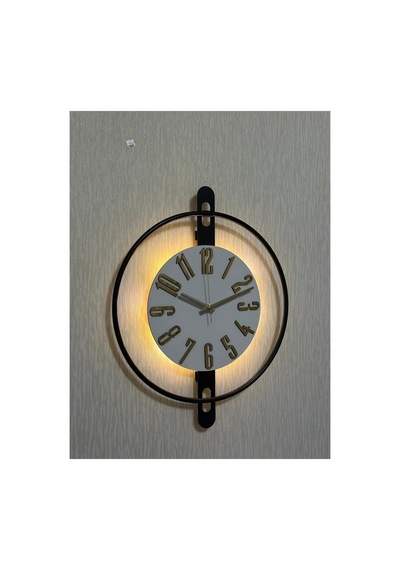 Pey Aksesuar Metal Ahşap Ve Işığın Muhteşem Uyumu Duvar Saati Dekoratif Ahşap-m54-kromgrı-beyaz-akça-akça