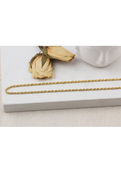Glorria Gümüş 2 Mm Halat Burgu Zincir Kolye Sarı