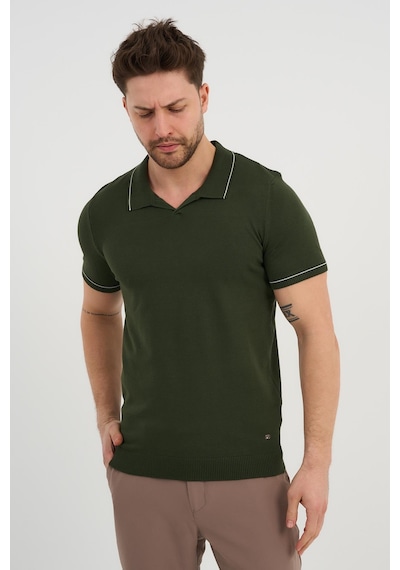 Alexander Gardi Alexandergardı Resort Yaka Triko T-shirt Haki