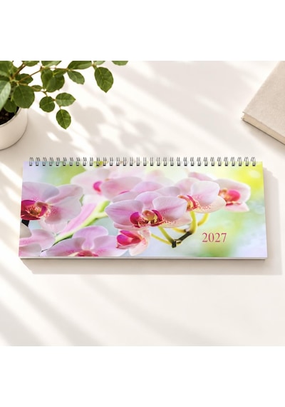 Lizy 2027 Spiralli Masa Takvim 12x33 Cm Çiçek