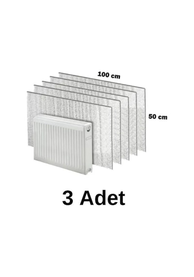 3 Adet Petek Radyatör Arkası Folyo Plaka Kalorifer Arkalığı Alüminyum Isı Yalıtım Folyosu 100x50 Cm
