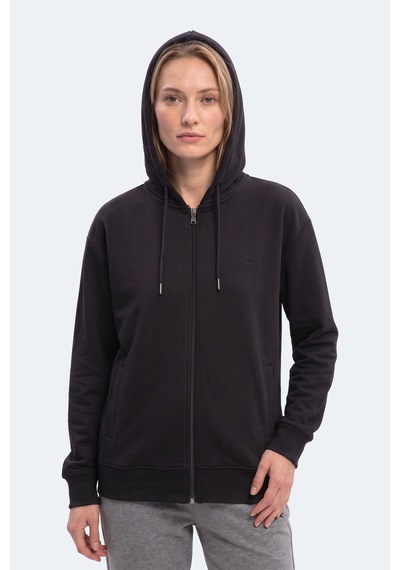 Slazenger Kıron I Kadın Kapüşonlu Siyah Sweatshırt