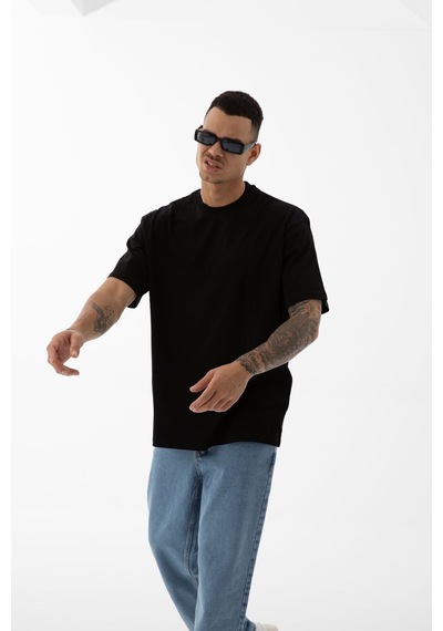 Erkek Oversize Fit Bisiklet Yaka Pamuk Kısa Kollu Tişört