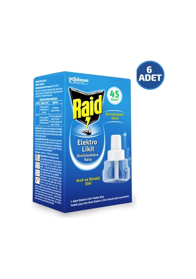 Raid Elektro 27.4ml 45 Gece Likit Yedek Sivrisinek Karşı - 6'li Paket