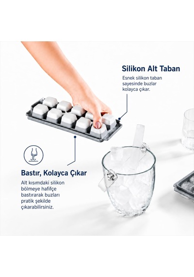 Kapaklı Plastik Buz Kalıbı Silikon Tabanlı 12li Buzmatik Kolay Çıkarılır Ve Doldurulabilir Sızd
