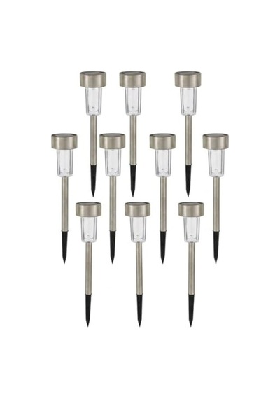 Güneş Enerjili Led Bahçe Aydınlatması, 10'lu Set, Dekoratif 10 Parça Siyah
