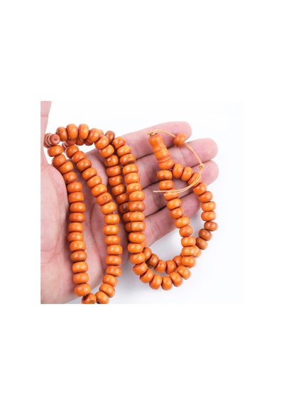 Şimşir Ağacı Boyalı Turuncu 99luk Tekerlek Kesim 10x6mm Namaz Tesbihi Turuncu