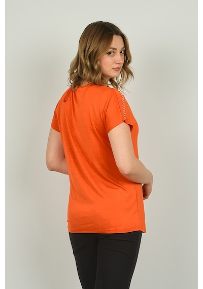 Ella Camelia Kadın Fermuarlı Kısa Kol Bluz 20e038 Oranj Ella Camelia Kadın Fermuarlı Kısa Kol Bluz 20e038 Oranj