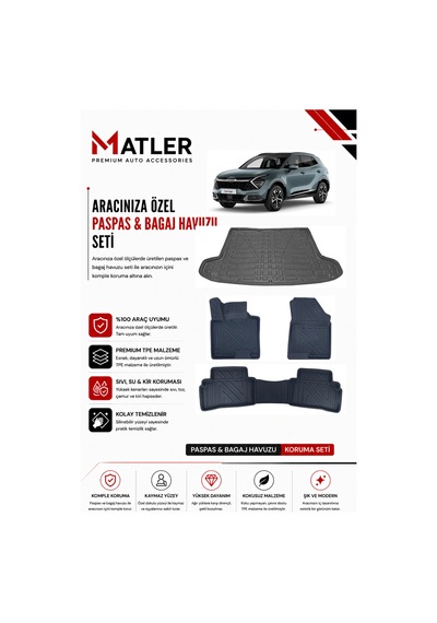 Kia Sportage 2024 Model 4d Ekstra Havuzlu Paspas Ve Bagaj Havuzu Set
