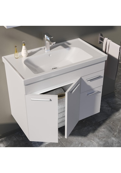 Orka Enez 80 Cm Mdf Beyaz Banyo Dolabı Takımı Beyaz Orka Enez 80 Cm Mdf Beyaz Banyo Dolabı Takımı Beyaz