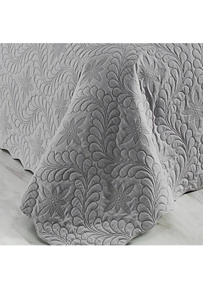 Çift Kişilik Düz Renk Kapitone Yatak Örtüsü, Sade Ve Şık Görünüm 250 X 260cm Gri