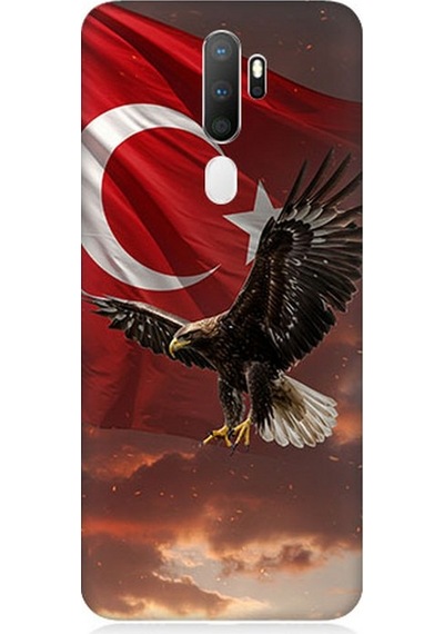 Oppo A5 2020 Uyumlu Bayrak Kızıllıkta Kartalın Kanatları Desenli Silikon Kılıf Çok Renkli