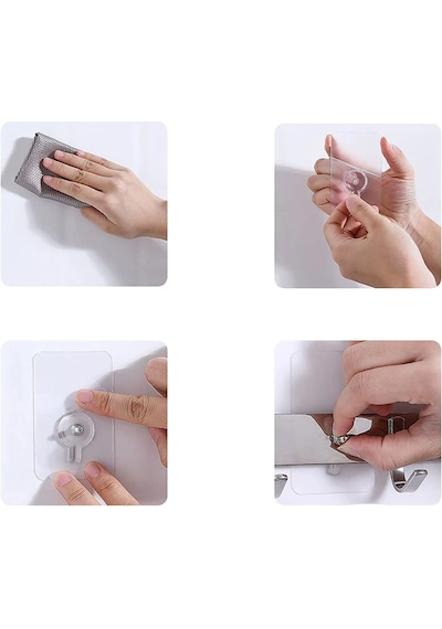 Güçlü Yapışkanlı 6mm Hanger Vidalı Askılık 3 Adet-al4263 Şeffaf