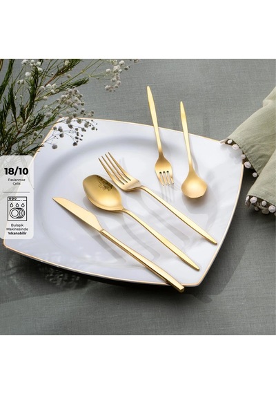 Emsan Alisa Parlak Gold 60 Parça 12 Kişilik Çatal Kaşık Bıçak Takımı