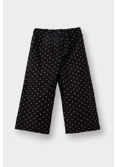 Defacto Kız Bebek Wide Leg Puantiyeli Düz Paça Poplin Pantolon G3655a525aubk27 Siyah