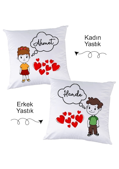Seni Düşünüyorum İSimli Sevgili Yastık Seti