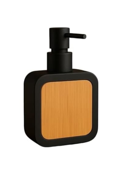 Mat Antrasit Sabunluk Ahşap Desenli Lüks, Ergonomik Tasarım, Ahşap Dispenser Siyah 000 Açık Krem
