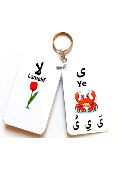 Renklidünyalar 2 Adet Anahtarlık Harekeli Elifba Laminasyonlu Karton 01