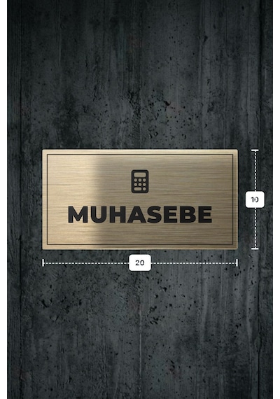 Muhasebe Yazılı - Metal - Gold Renk - Kapı İsimliği - 20x10 Cm