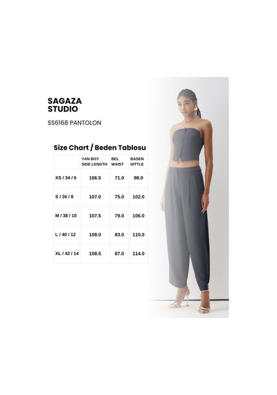 Sagaza Studio Ss6168 Pileli Cep Detaylı Bol Pantolon Lacivert