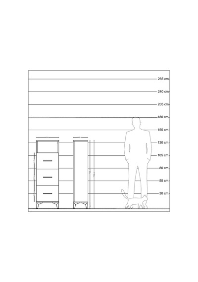 Arges Dolap Tek Raflı 3 Çekmeceli 44x30x134 Çam-aytaşı Çam