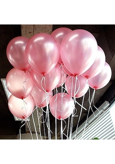 Pembe Metalik Latex Balon 10 Adet