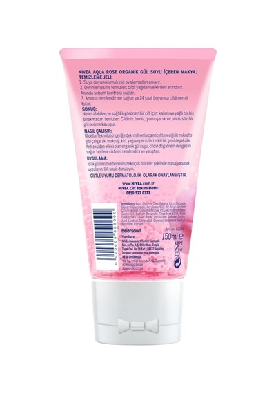 Nıvea Aqua Rose Organik Gül Suyu Içeren Makyaj Temizleme Jeli, Yüz Temizleyici, 150 Ml
