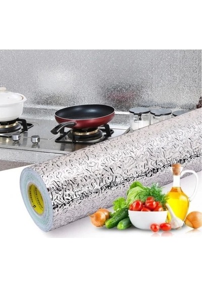 Yapışkanlı Kolay Silinebilir Mutfak Tezgah Üstü Folyo Gümüş 40cm