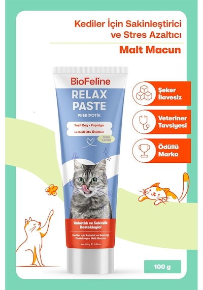 Biofeline Rahatlatıcı Macun 100g Ve Kediler İçin Günlük Gerginlike Karşı Rahatlık Sağlayan Sakinleştirici Mac