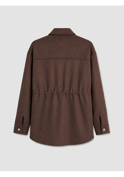 Lcw Modest Kahverengi Süet Görünümlü Oversize Kadın Sweatshirt Tunik