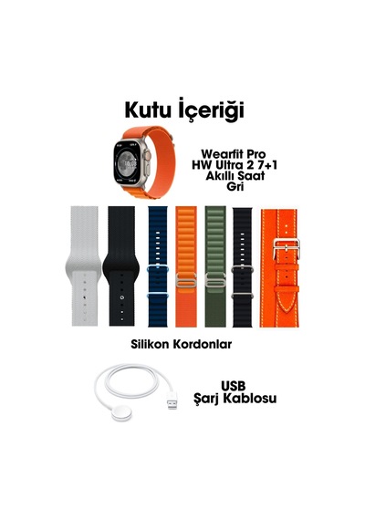 Wearfitpro Wearfit Hw Ultra 2 7 Kordonlu Akıllı Kol Saati Smart Watch Model:inç 49mm Amoled Ekran Gri