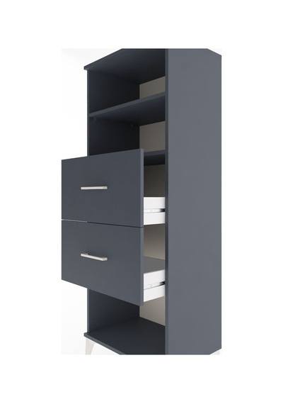 Hyperion Dolap 2 Raflı 2 Çekmeceli 60x44x163 Antrasit-antrasit Antrasit