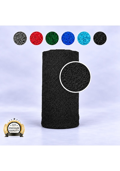Hortumtech Kıvırcık Paspas Kir Tutucu Pvc Kapı Önü İç Dış Mekan Eko 12 Mm - Siyah 100 X 500 Cm