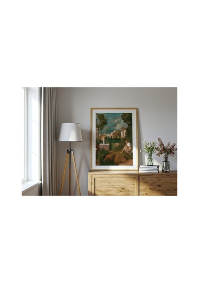 Rönesans Giorgione Fırtına Çerçevesiz Poster 21x30 Cm A4 Tablo Rönesans Klasik Sanat Duvar Dekoru