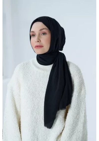 Modakaşmir Neo Pamuk Şal Siyah Renk Bej - Krem - Siyah