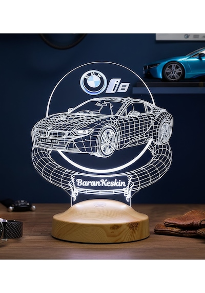 Bmw İ8 Tutkunlarına Özel 3d Kişiye Özel Led Lamba Bmw İ8 Araba Hediyesi - 2014 2020