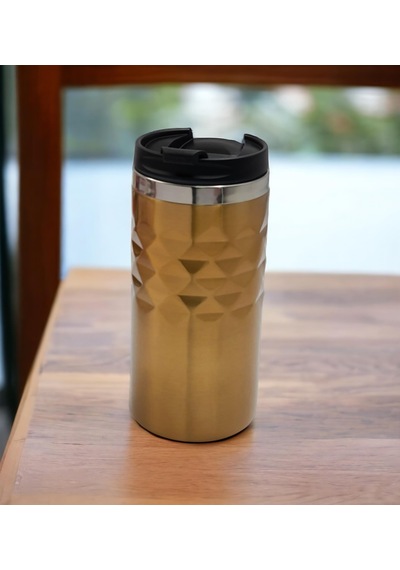 Geometrik Desenli Gold Altın Renk Termos Bardak 300ml