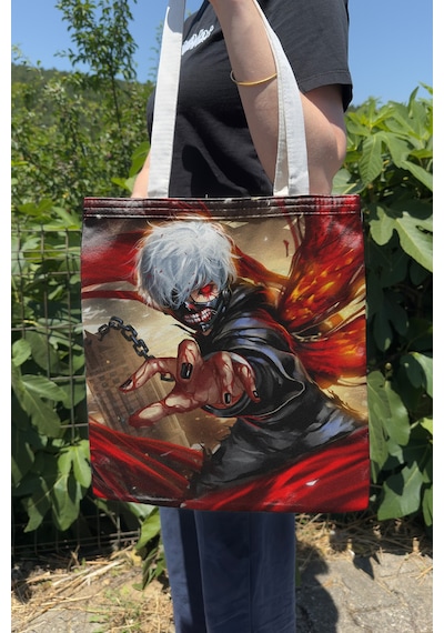 Zipzap Tokyo Ghoul V4 Yazlık Kışlık Çift Taraflı Kanvas Baskı Bez Çanta Anime Çantası