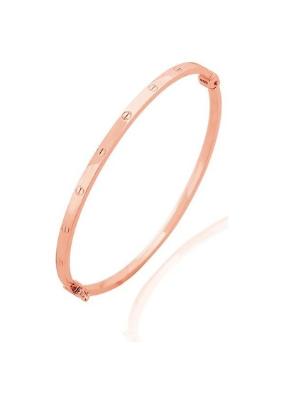 Aykat_Kuyumculuk Gümüş Bilezik Taşsız Sade Rose Gümüş Bileklik Bayan Bilekliği Blk