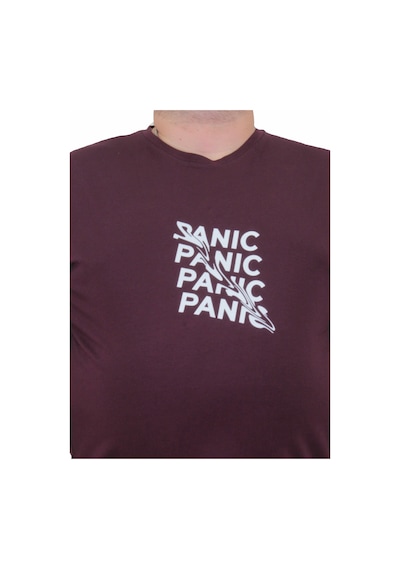 Moc Grande Mocgrande Erkek Büyük Beden Sıfır Yaka Tişört Panic 24135 Murdum-Murdum Mürdüm